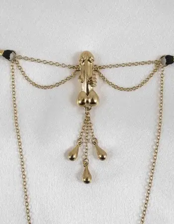 Enchanted - Gold Vagina Jewelry with Penis Charm
