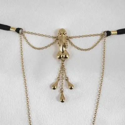 Enchanted - Gold Vagina Jewelry with Penis Charm