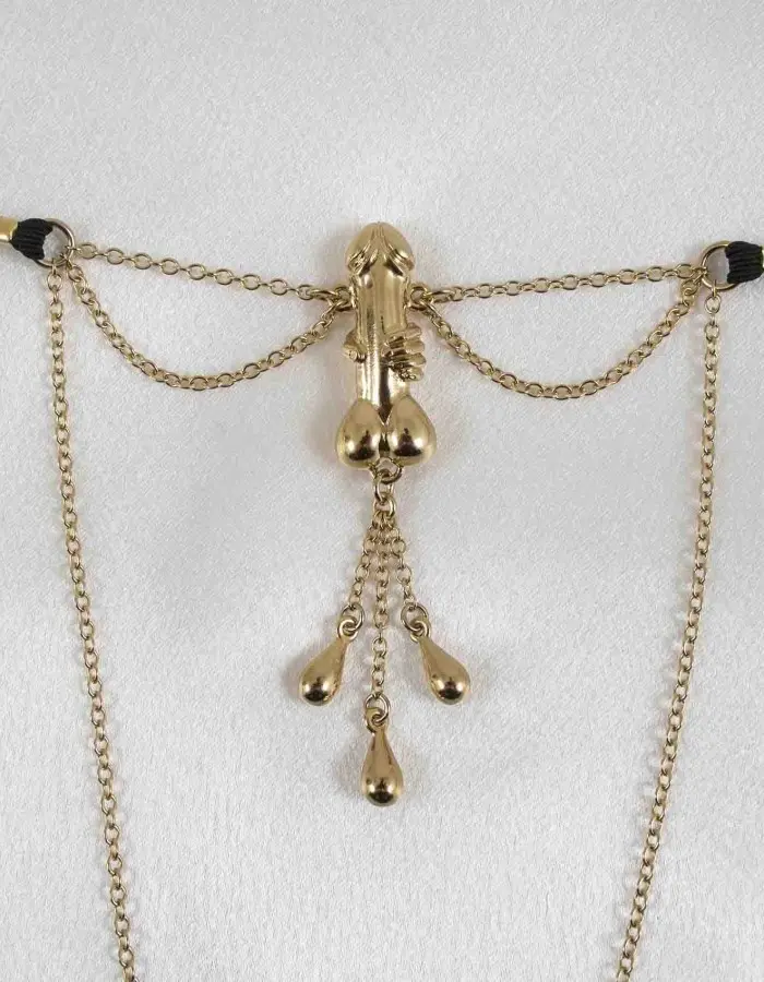 Enchanted - Gold Vagina Jewelry with Penis Charm