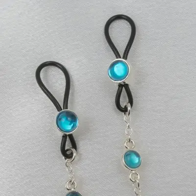 Erato - Non-Piercing Nipple Ring With Blue Crystal Pendant