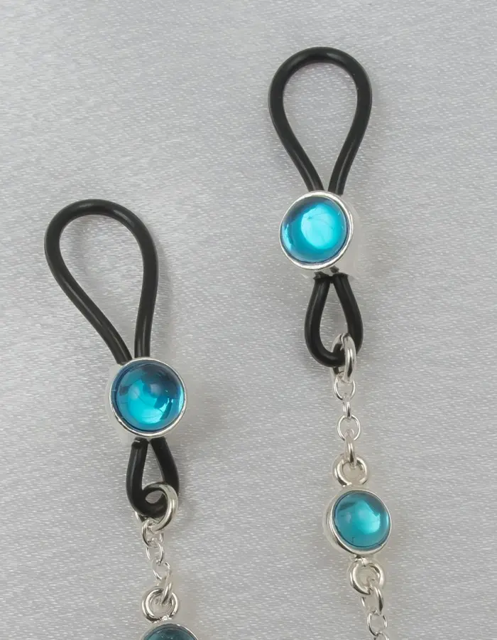 Erato - Non-Piercing Nipple Ring With Blue Crystal Pendant