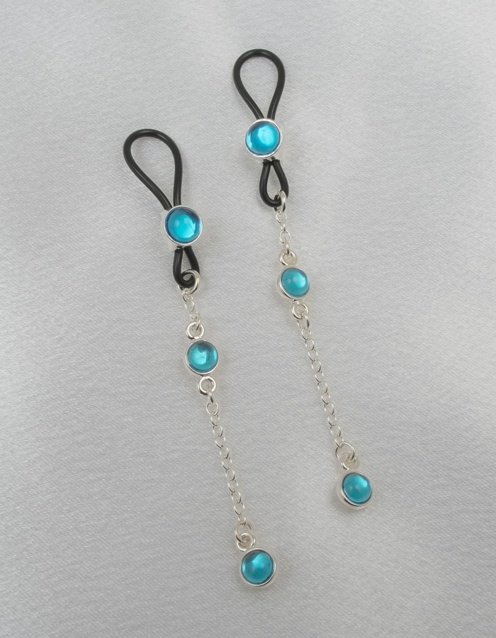 Erato - Non-Piercing Nipple Ring With Blue Crystal Pendant