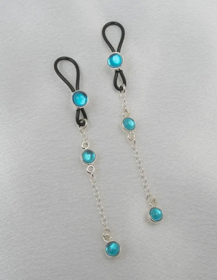 Erato - Non-Piercing Nipple Ring With Blue Crystal Pendant