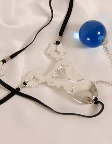Erebia - Silver Butterflies of Summer Pendant Waistband With Insertable Jewel