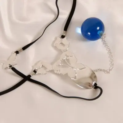 Erebia - Silver Butterflies of Summer Pendant Waistband With Insertable Jewel