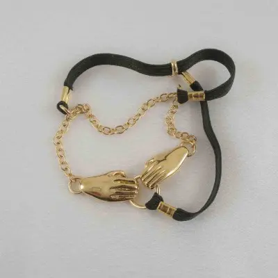 Even Deeper - Scrotum Testicle Caressing Hands Chain in Gold