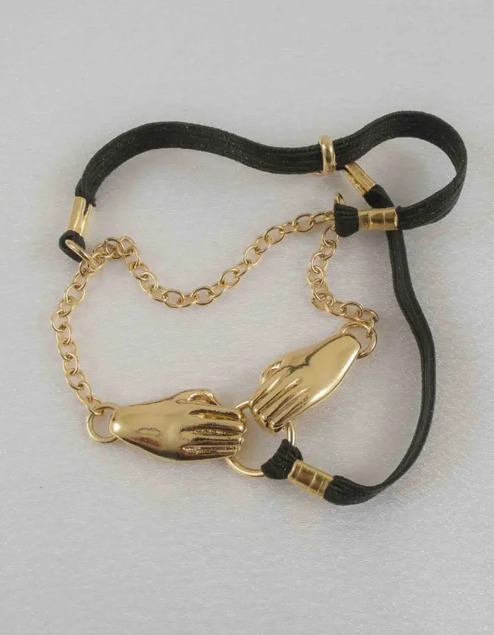Even Deeper - Scrotum Testicle Caressing Hands Chain in Gold