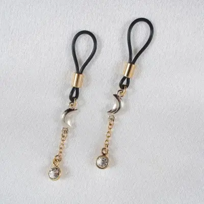 Evening Star - Silver Nipple Jewelry With Star and Moon Charms