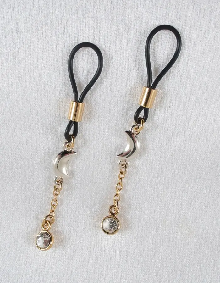 Evening Star - Silver Nipple Jewelry With Star and Moon Charms