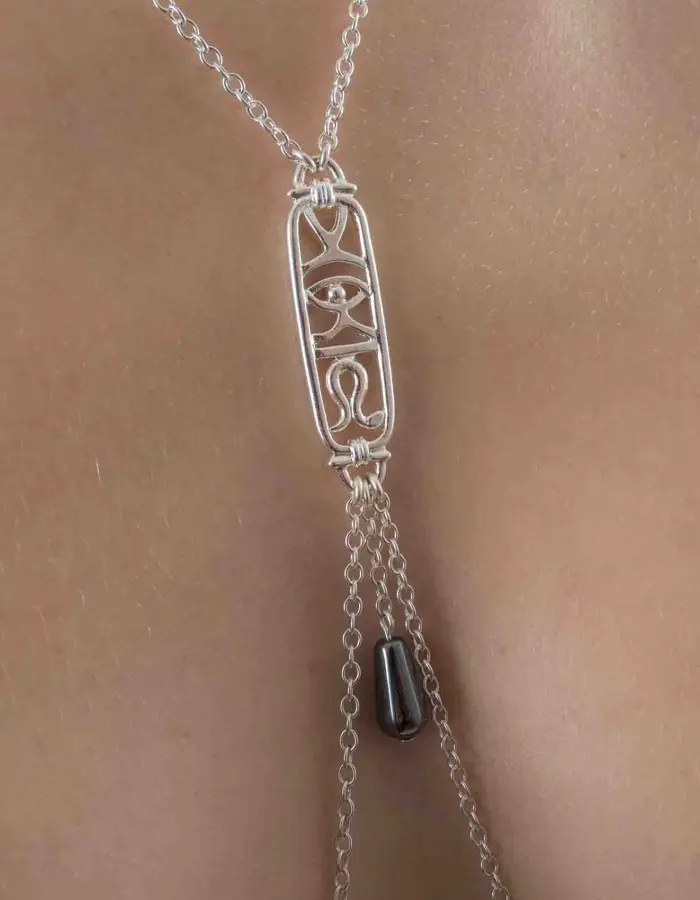 Eye of Horus - Silver Breast and Nipple Necklace with Wadjet Charm