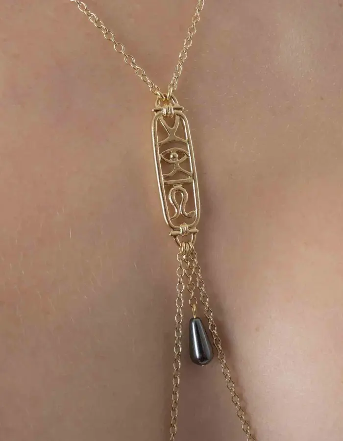 Eye of Ra - Gold Breast and Nipple Necklace with Wadjet Charm