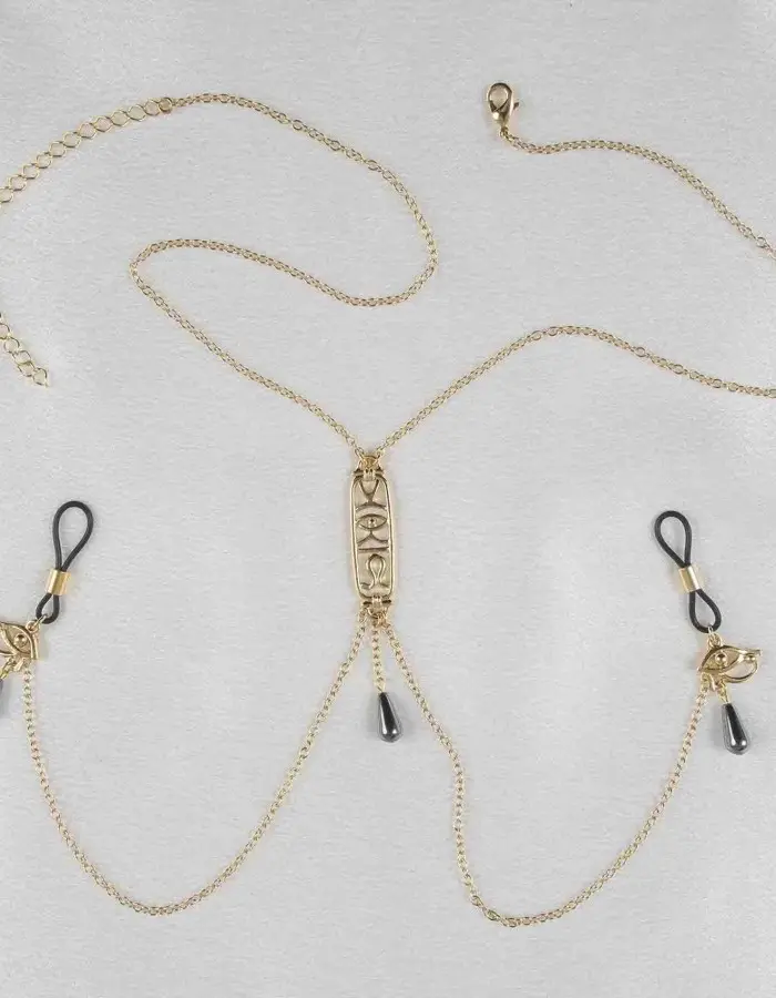 Eye of Ra - Gold Breast and Nipple Necklace with Wadjet Charm
