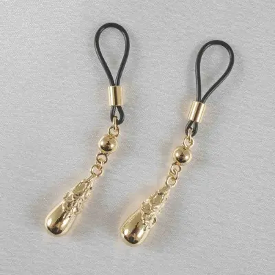 Fairy Milk - Non-Piercing Ornate Teardrop Nipple Rings in Gold