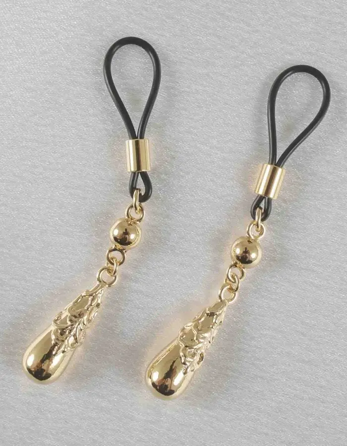 Fairy Milk - Non-Piercing Ornate Teardrop Nipple Rings in Gold