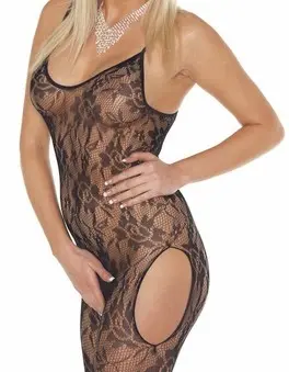 Fantasy in Lace - Sheer Lace Crotchless/Backless Catsuit