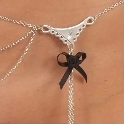 Fever - Silver Double Lace and Bow Dangling Waist Chain