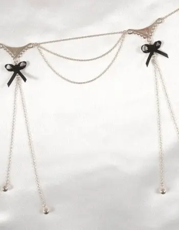Fever - Silver Double Lace and Bow Dangling Waist Chain