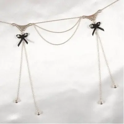 Fever - Silver Double Lace and Bow Dangling Waist Chain