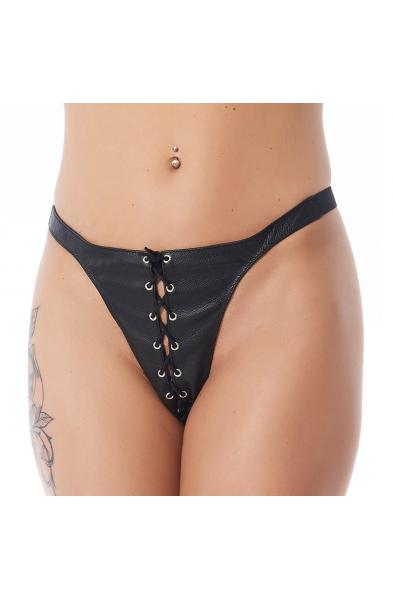 Fin Août - Leather Bikini Panty With Laces