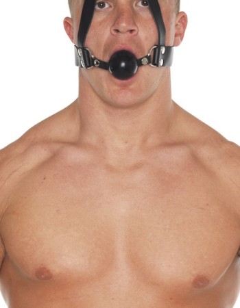 Gag With Rubber Ball and Leather Head Strap