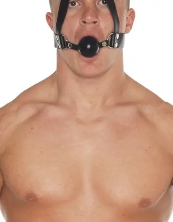 Gag With Rubber Ball and Leather Head Strap