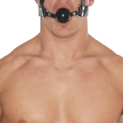 Gag With Rubber Ball and Leather Head Strap