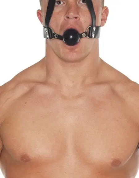 Gag With Rubber Ball and Leather Head Strap