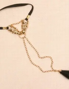 Gandhi - Helping Hands Penis Band in Gold with Hematite Pendant