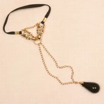 Gandhi - Helping Hands Penis Band in Gold with Hematite Pendant