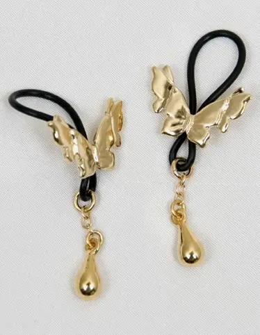 Garden Tiger - Butterflies of Summer Gold Nipple Rings
