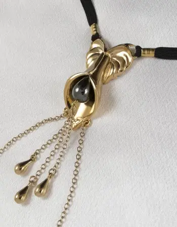 Giverny  - Labia G-String Jewelry with Budding Lily Charm and Gold Clit Teasers