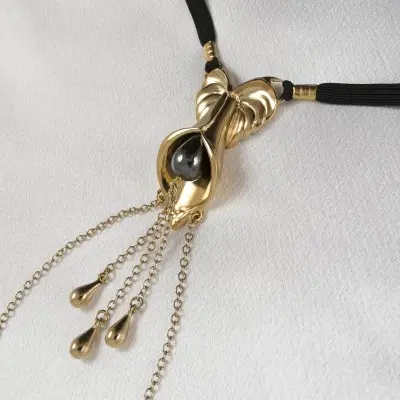 Giverny  - Labia G-String Jewelry with Budding Lily Charm and Gold Clit Teasers