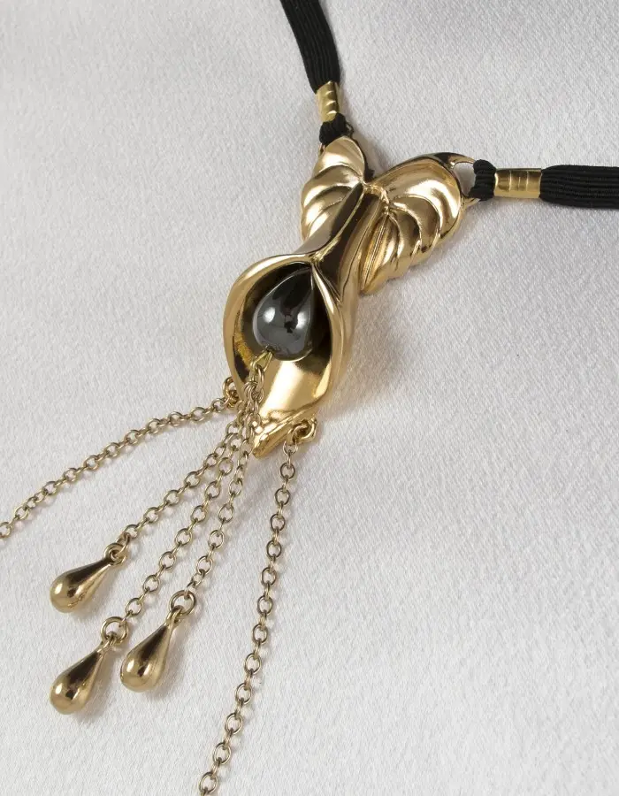 Giverny  - Labia G-String Jewelry with Budding Lily Charm and Gold Clit Teasers
