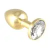 Gold Butt Plug With Clear Crystal
