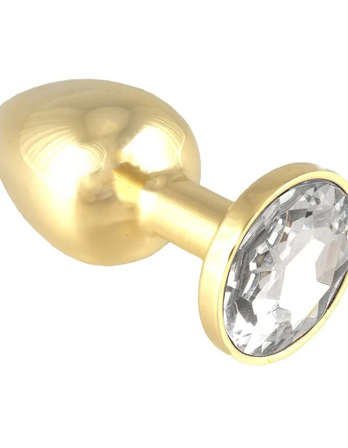 Gold Butt Plug With Clear Crystal