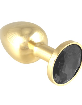 Gold Butt Plug With Black Crystal