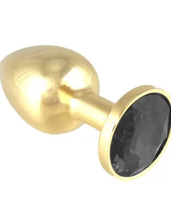 Gold Butt Plug With Black Crystal