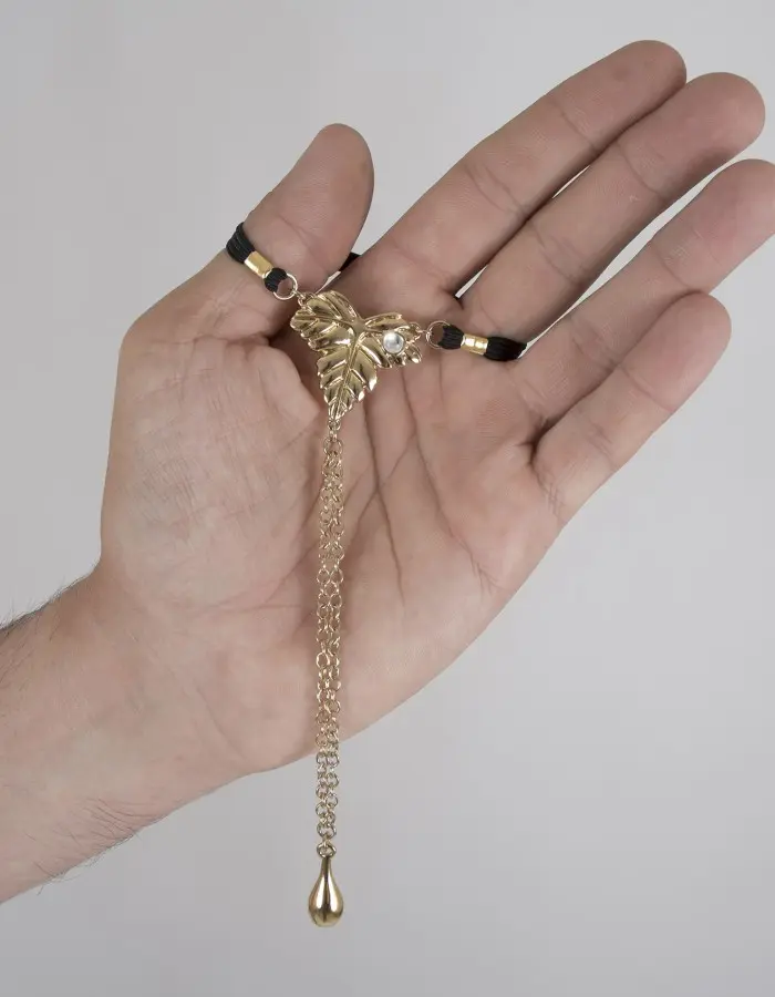 Gold Maple Sausage - Penis Jewelry With Autumn Foliage Charm