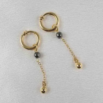 Gold and Black Non-Piercing Labia Jewelry
