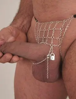 Gor - Men's Silver Chainmail with Lock G-String