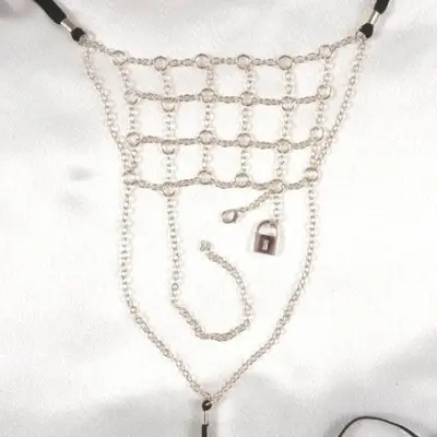 Gor - Men's Silver Chainmail with Lock G-String