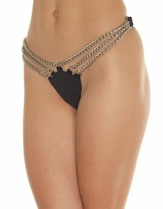 Gravity's Rainbow - Leather Bikini Panty with Chains