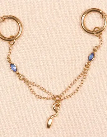 Guanyin - Non-Piercing Labia Rings with Connecting Chain and Serpent Pendant