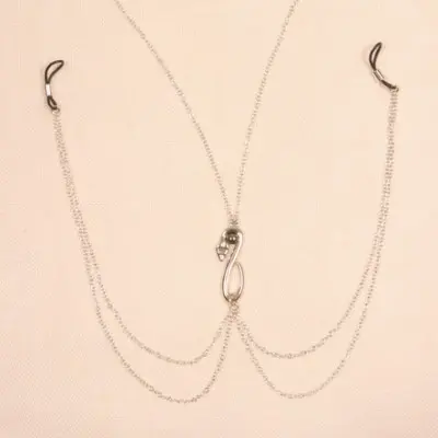 Hathor - Serpent Necklace with Nipple Chain and Nipple Pendants in Silver