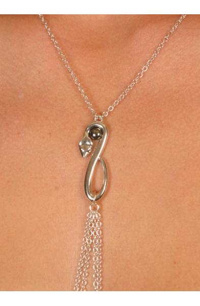 Hathor - Serpent Necklace with Nipple Chain and Nipple Pendants in Silver