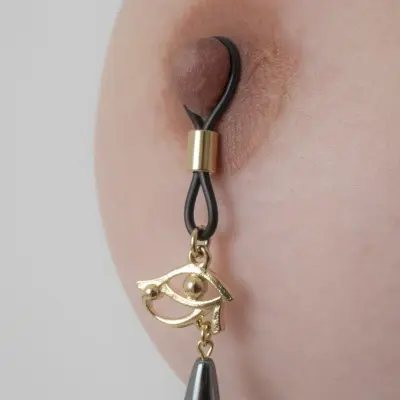 Hequet Gold Hieroglyphic Eye Non Piercing Nipple Jewelry