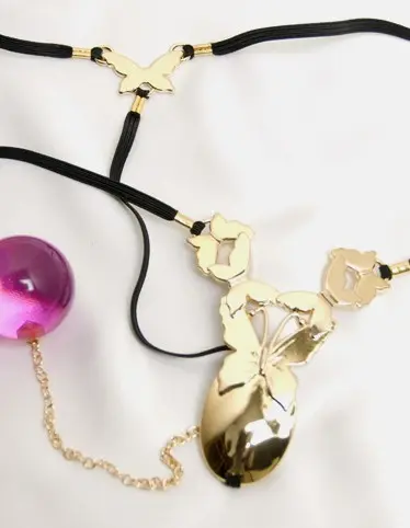 Hipparchia - Gold Butterflies of Summer Pendant Waistband With Insertable Jewel