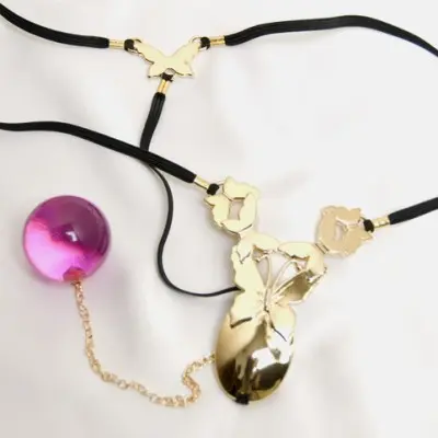 Hipparchia - Gold Butterflies of Summer Pendant Waistband With Insertable Jewel