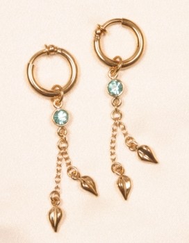 Houtu - Non-Piercing Labia Rings With Gems and Dangling Leaves