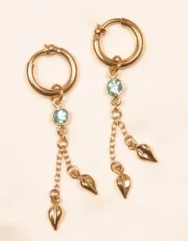 Houtu - Non-Piercing Labia Rings With Gems and Dangling Leaves